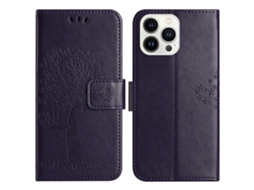 Capa Em Couro Pu Para Apple Iphone 16 Pro - Roxo Escuro