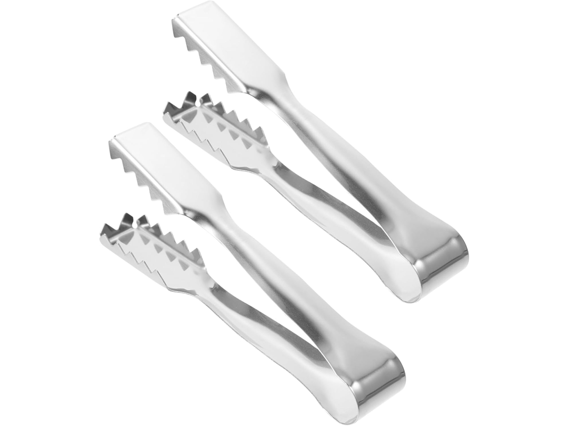Conjunto De 2 Pinças Gelo Magiclulu Em Aço Inoxidável Com Design Serrilhado Para Cubos, Cubos De Açúcar, Fatias De Limão