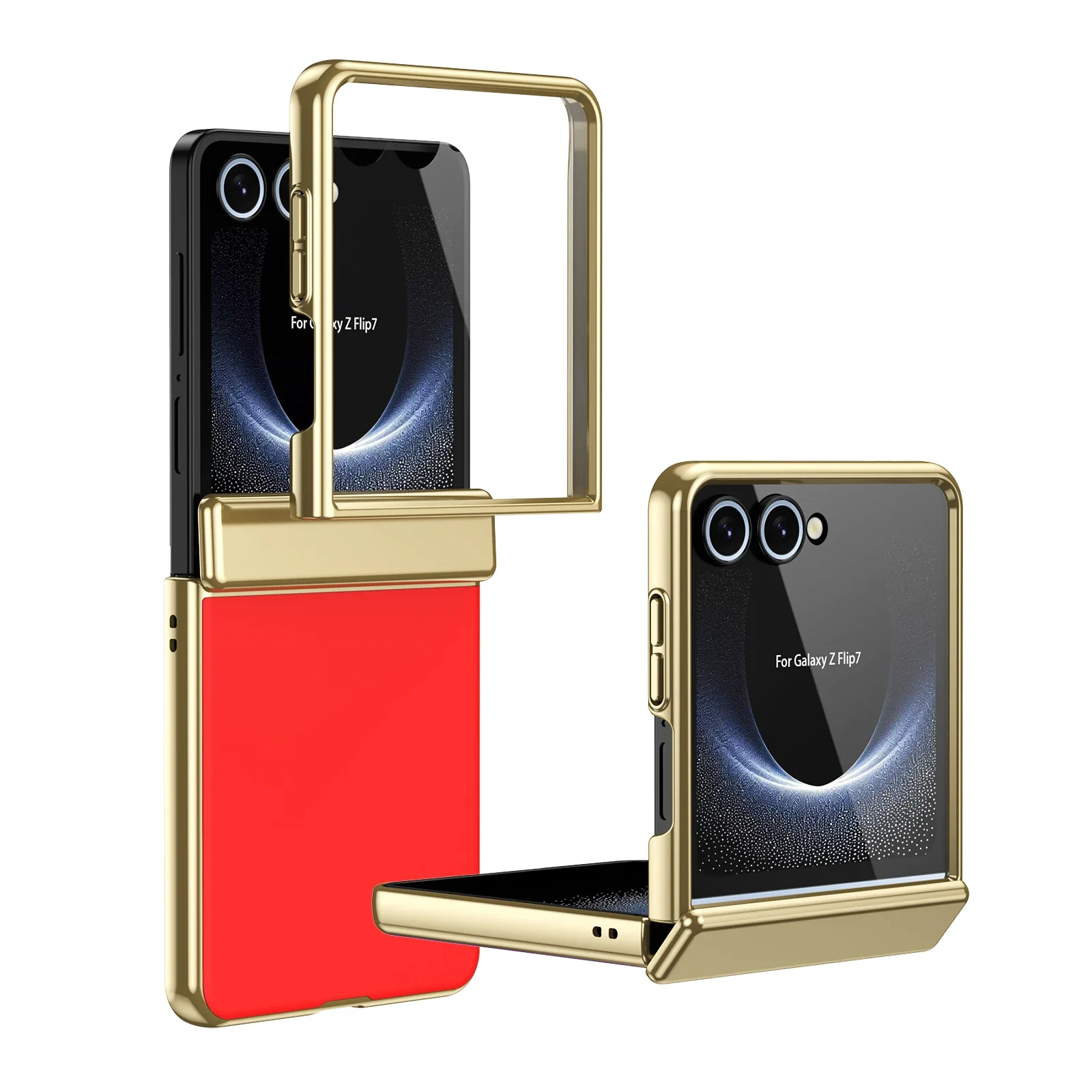 (vermelho, Galaxy Z Flip7) Capa Flip De Luxo Com Acabamento Fosco E Resistente A Arranhões, Inclui Protetor De Tela.