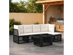 Vidaxl Conjunto De Sofá De Jardim 6 Unid. Preto Vime Pe