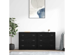 Vidaxl Aparadores Com Gaveta 2 Pcs Carvalho Preto 70 X 35,5 X 67,5 Cm
