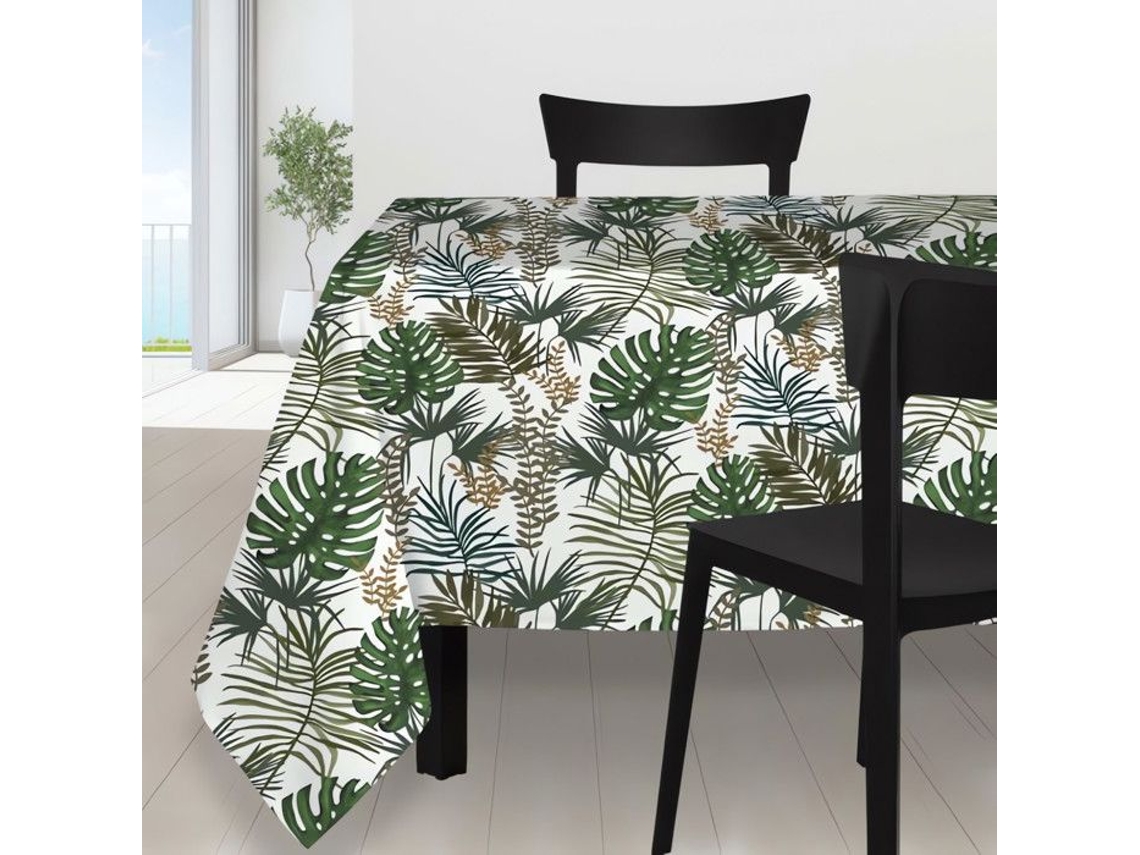 Toalha de Mesa SOLEIL DOCRE Retangular Manchas Amazonie Poliéster Branco (300 cm)