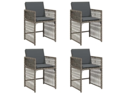 Maison Exclusive - Cadeiras De Jardim Com Almofadões 4 Pcs Vime Pe Cinzento