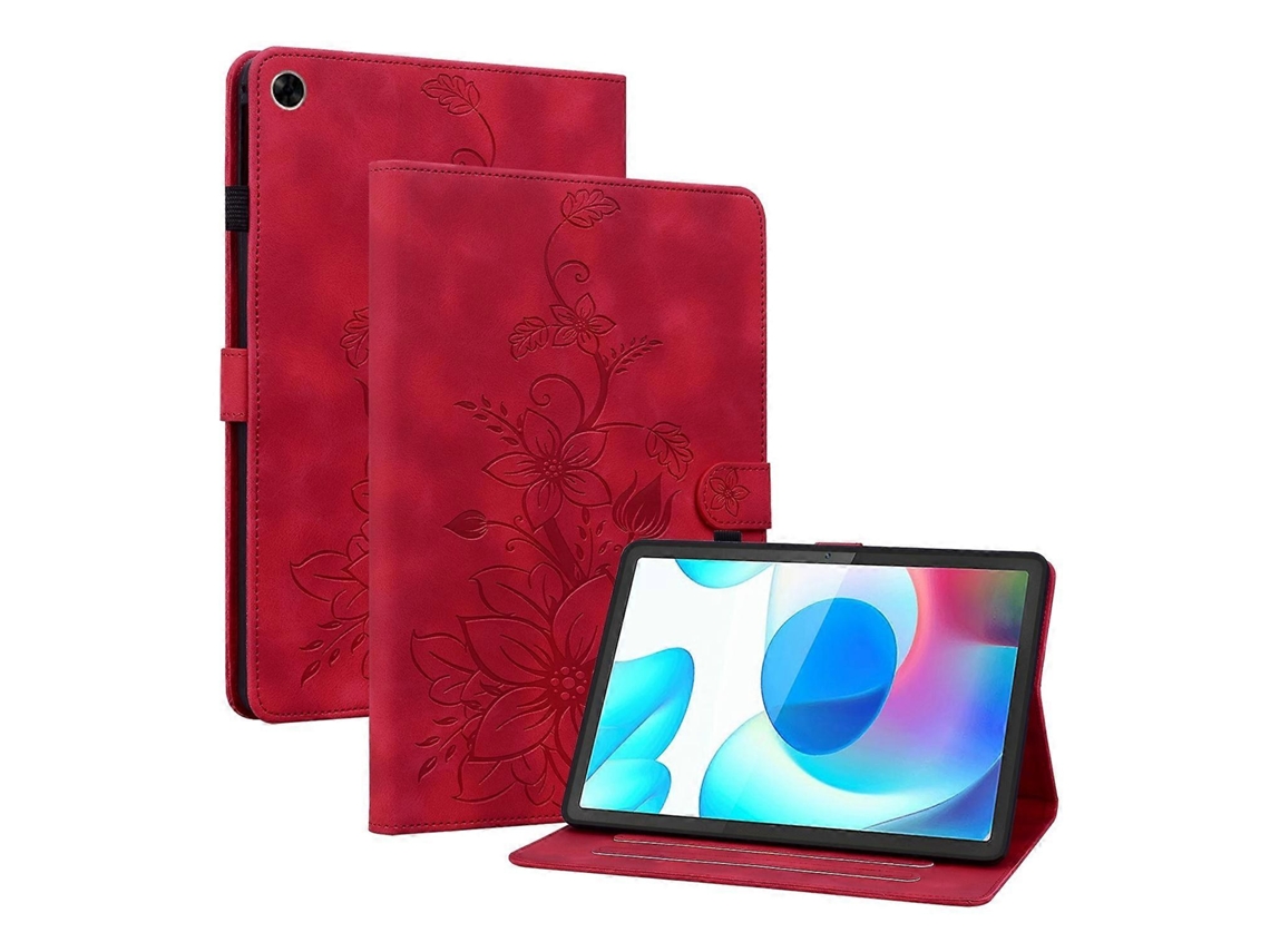 Capa De Couro Com Relevo De Lírio Para Tablet Realme Pad Mini 8.7