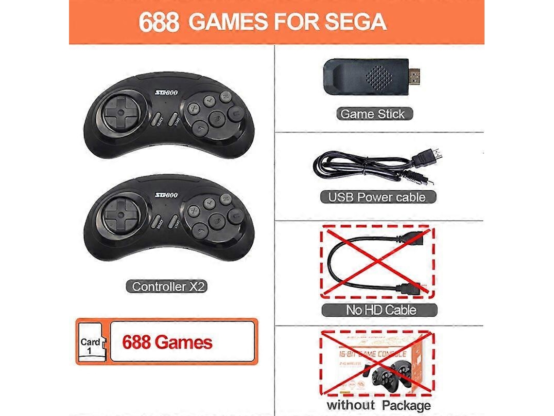 Console De Videogame Md Sem Fio 4k De 16 Bits Para Everdrive, Sega, Nes, Fc, Genesis, Mega Game Stick, Retro System, Jogo De Tv Dendy Ly Ebike