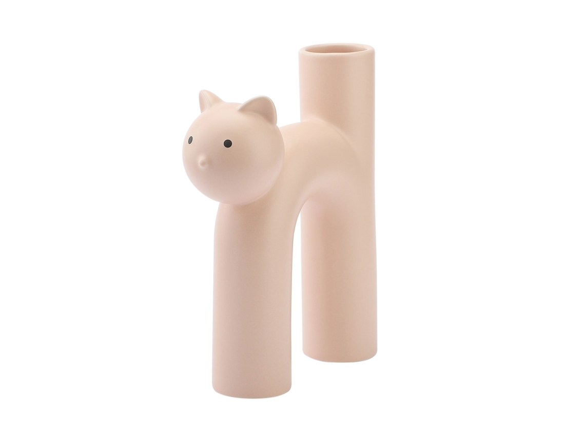 Vaso de Flores Gato Cilíndrico Rosa Cornus Mate