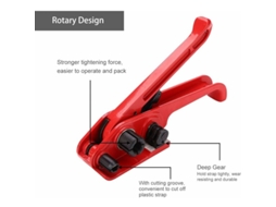Ferramenta Manual para Cintar, Ferramenta Combinada de Selagem, Cortador de Fita para Fita Pet/pp de 16 a 19 Mm AQUAFORGE (vermelho)