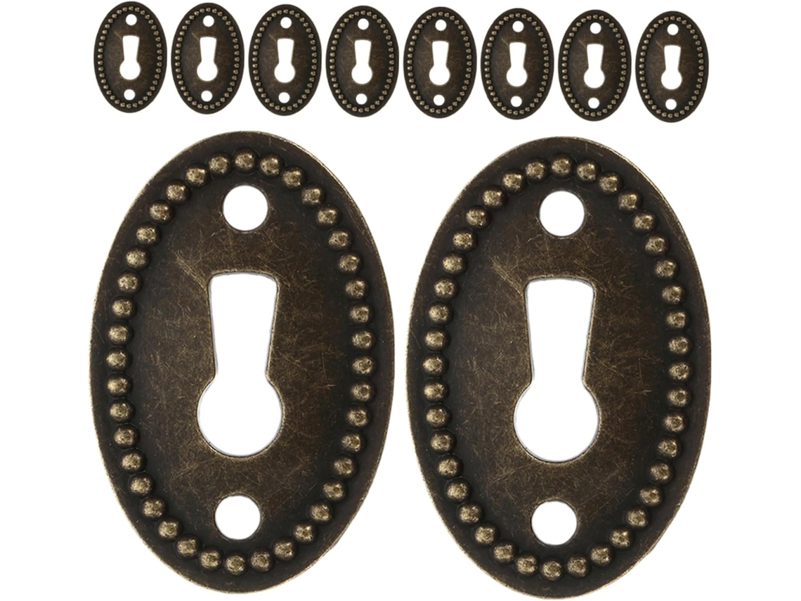 Kichouse Conjunto De 10 Placas Ovais Para Fechadura, 35x23mm, Estilo Vintage, Para Gavetas E Armários