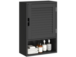 Armadietto da Bagno a parete Nero 40x20x60 cm com ripiano regulável e anta amortizada BTFORUS