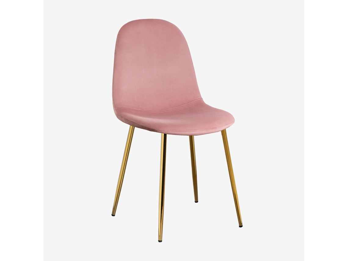 Sklum Pack De 4 Cadeiras De Jantar Glamm Poliéster     Dourado                  Velluto Rubor                               Veludo