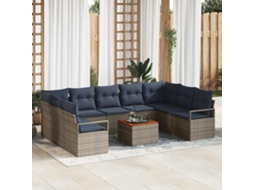 Vidaxl Conjunto De Sofá De Jardim 10 Unid. Cinzeto Vime Pe