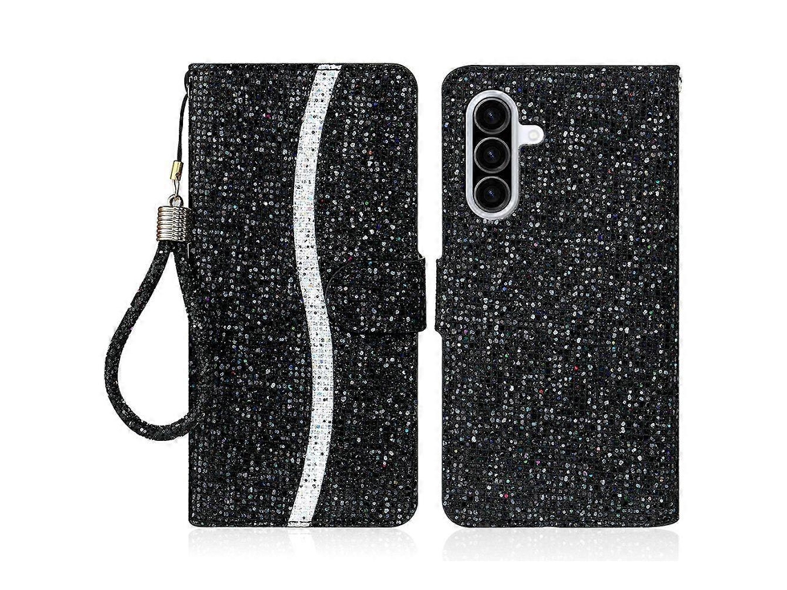 Capa De Celular De Couro Com Glitter Em Pó