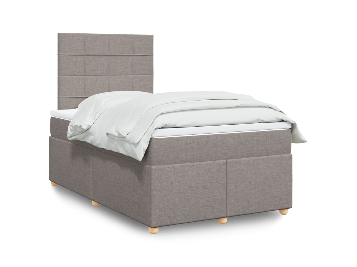 Vidaxl Cama Boxspring C/ Colchão 120x190cm Tecido Castanho-acinzentado