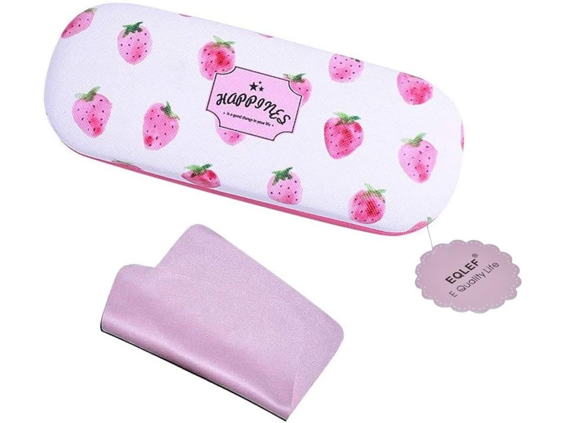 Estojo Rígido para Óculos Feminino, 5 Estrelas, com Linda Estampa de Morango AQUAFORGE