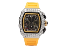 Relógio Mecânico Automático Masculino 30m À Prova de Água Pulseira de Silicone Ouro Prata