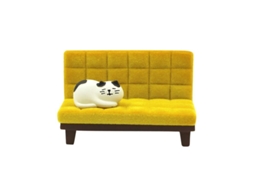 2026 suporte de Telefone para Mesa com Gato Adorável, Resina, Compatível com Iphone e Android (gato Branco Sofá Amarelo)
