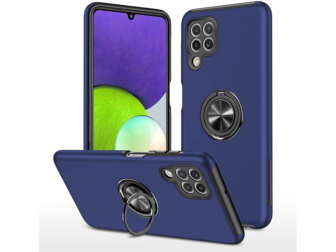 Capa Giratória Arranhões Proteção Robusta para Samsung Galaxy A22 HONGWE. Anti-Choque Resistente Azul