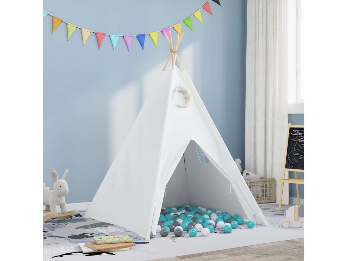 Vidaxl Tenda Teepee Branco 120 X 120 X 150 Cm Tecido E Plástico