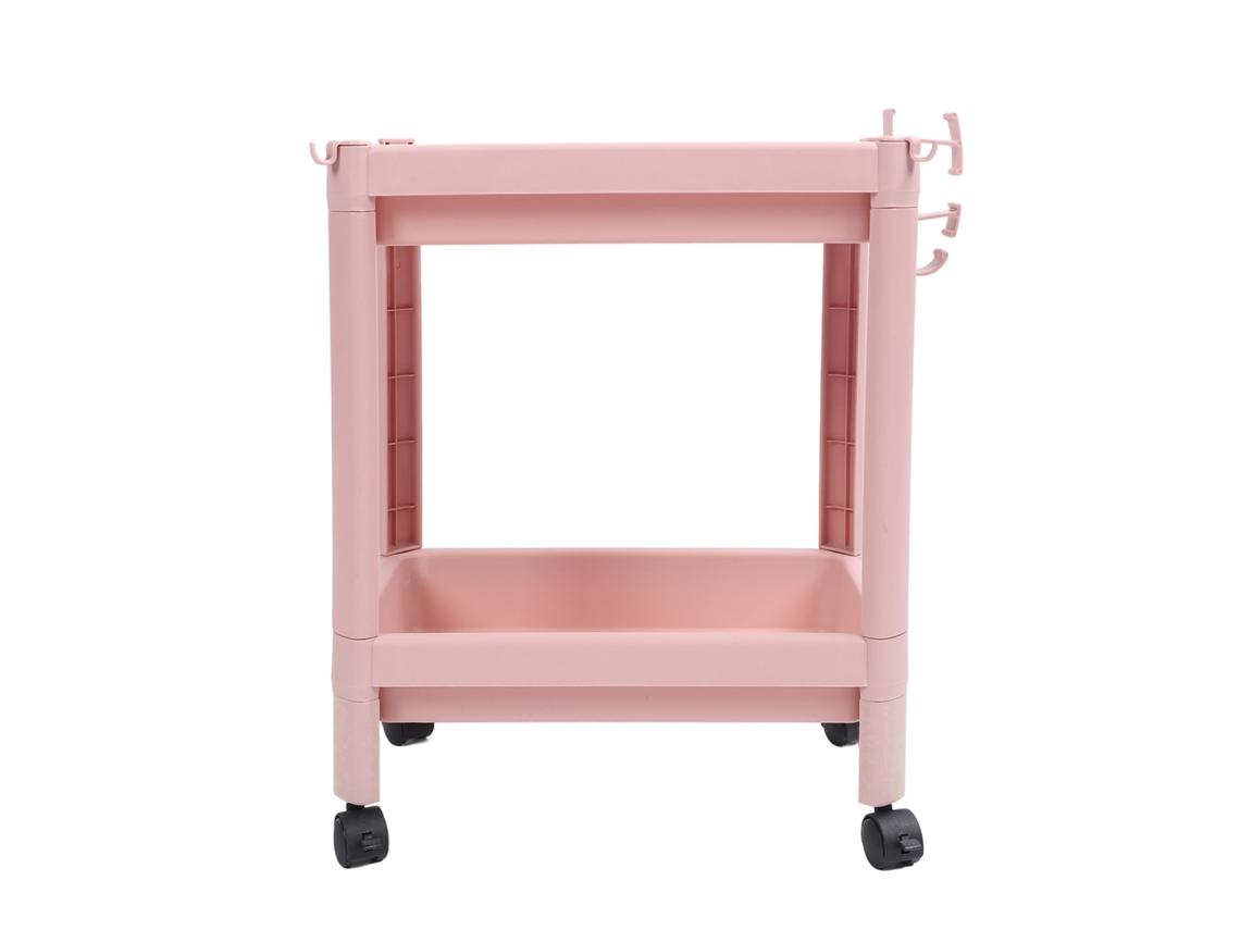 Prateleira de Banheiro 2 Camadas com Rodas Rosa