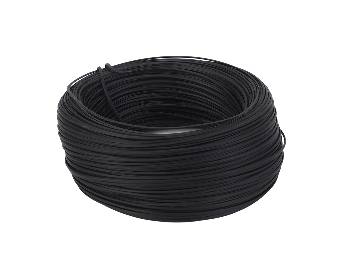 Arame de aço galvanizado de 0,45 mm com revestimento em PVC para reforço de concreto externo, 100 m, preto.
