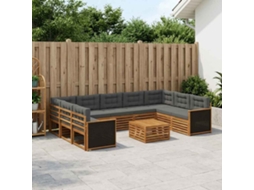 Vidaxl Conjunto De Sofás Para Exterior 10 Unid. Natural E Antracite