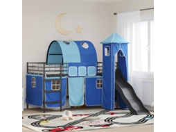 Vidaxl Estrutura de Cama Loft para Crianças Preto e Azul 107 X 203 Cm