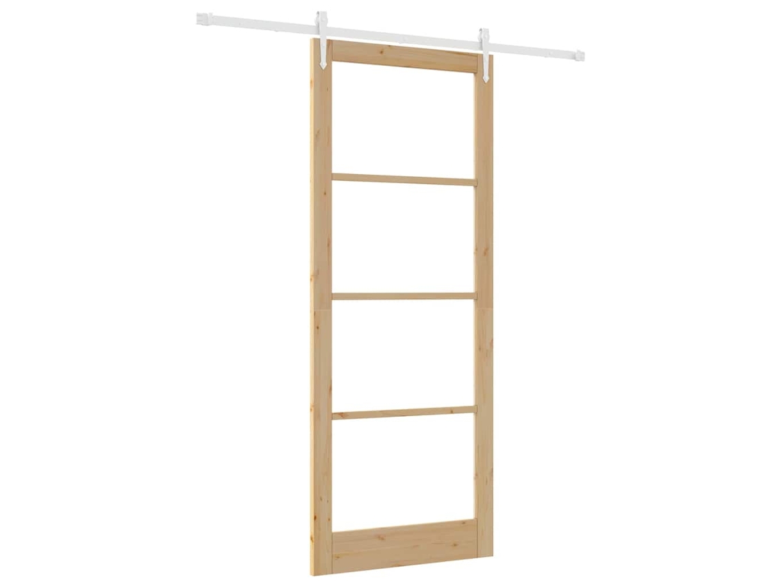 Conjunto 1 Porta Deslizante Vidaxl Castanho Madeira De Pinho Maciça (93 X 232 Cm)
