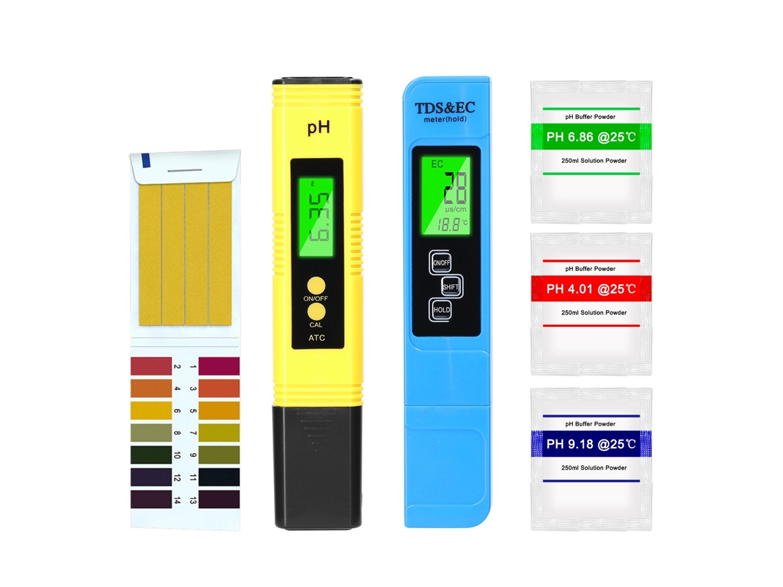 Kit de Teste Ph Tds/ec Profissional para Água e Solo com Display Lcd