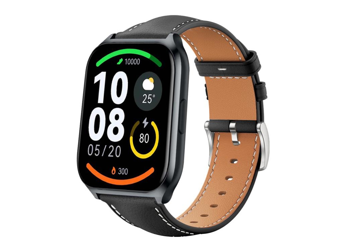 Bracelete para Xiaomi Haylou Ls09b / Ls05s / Ls10 XIAOMOYU em Couro Preto (22mm)