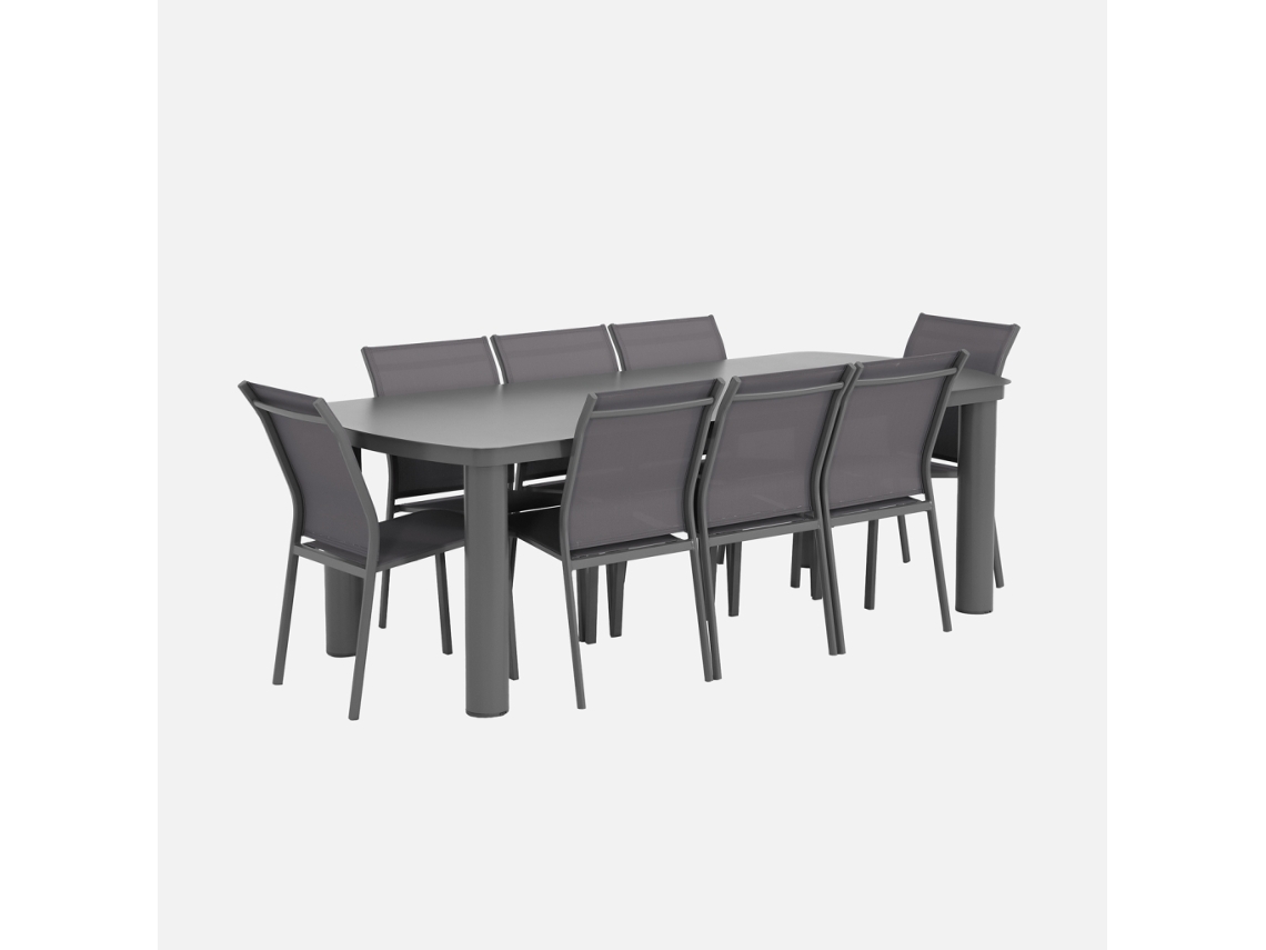 Conjunto De Jardim Com Mesa Em Alumínio Com 8 Cadeiras, Antracite