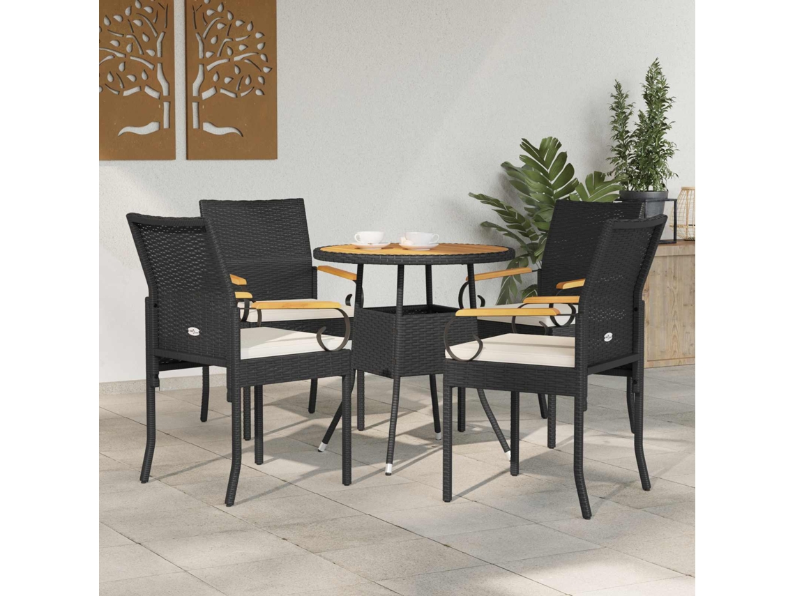 Vidaxl Cadeiras De Jardim 4 Unid. Preto E Branco Creme