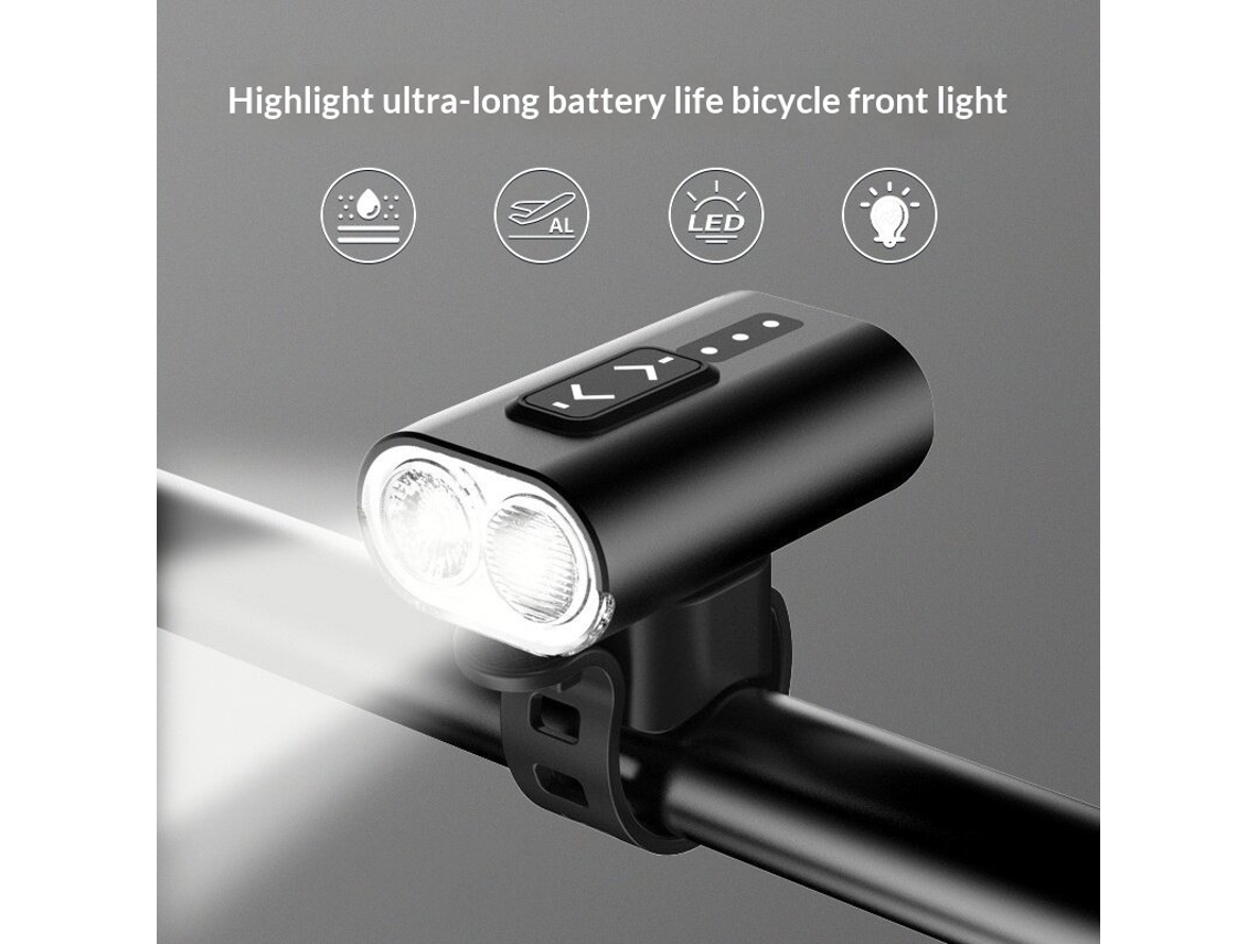 Preto Bikight Farol Dianteiro Liga Alumínio Ipx5 Bateria 2000mah Tipo C Ciclismo Ar Livre