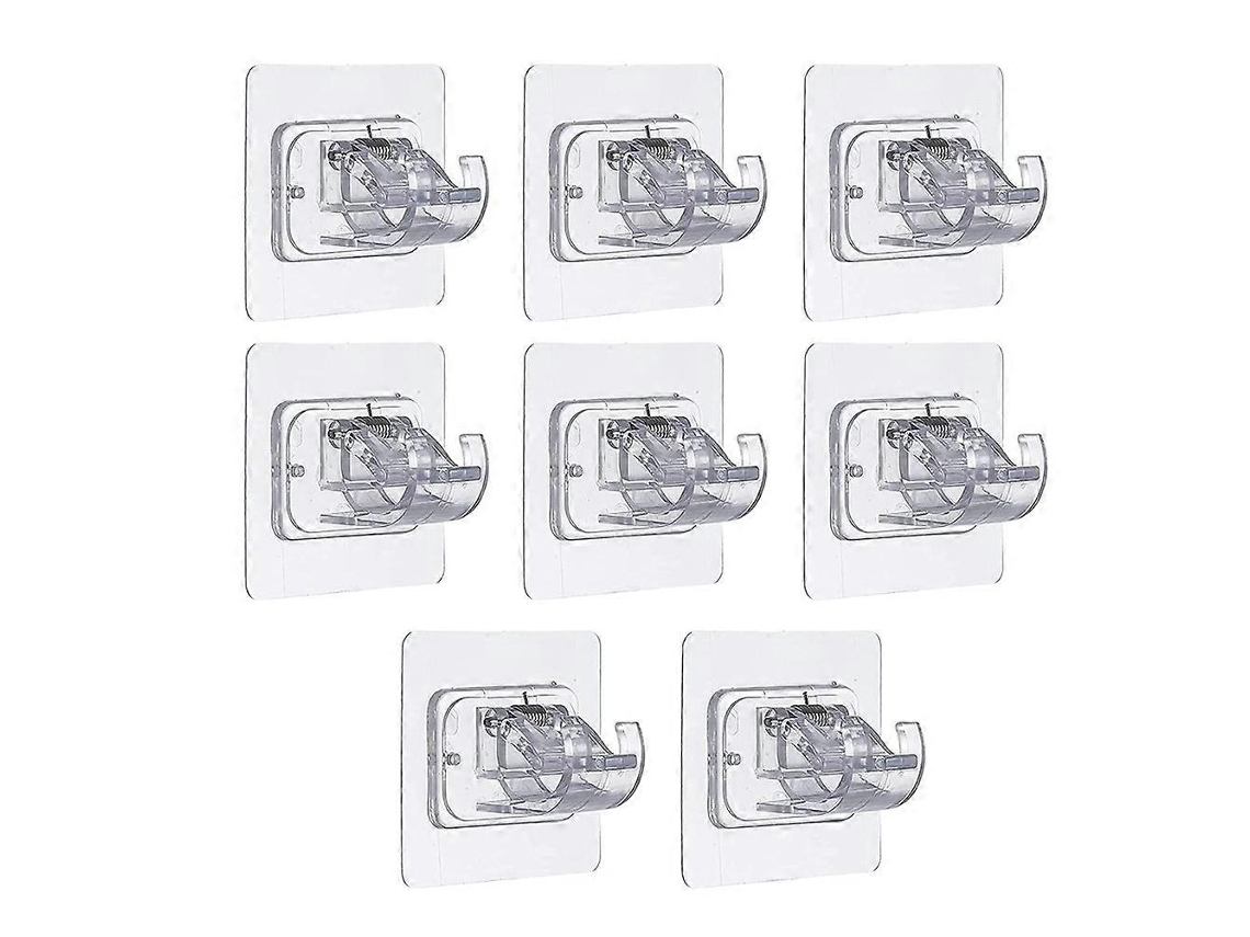 8pcs Suporte Autoadesivo Para Varão De Cortina, Sem Furos, Ganchos Ajustáveis​​ Sem Pregos, Ganchos De Armazenamento, Grampo Transparente