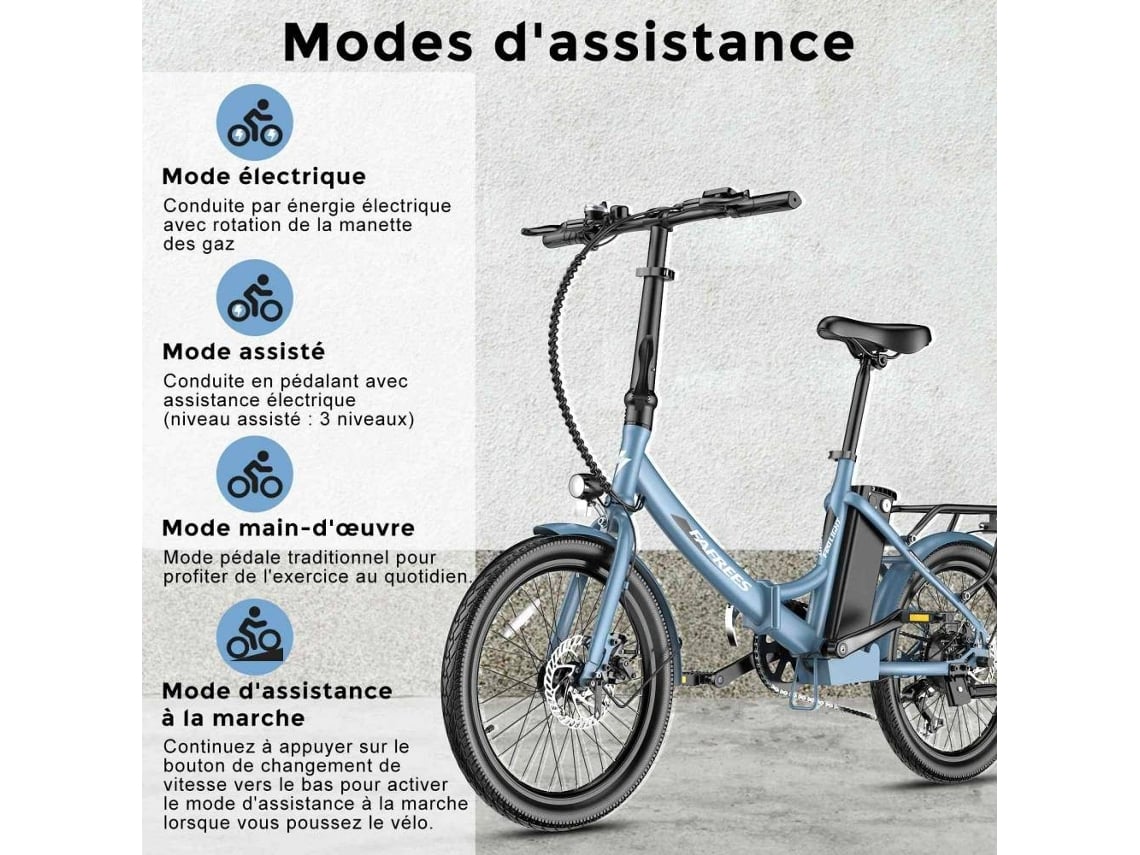 Fafrees Official Electric Bike For Adults,130KM Range, UK Legal Folding E-Bike 250W,36V 16AH Removable Battery, 7-Speed, 20 Inch City & Mountain Electric Bicycle,Lightweight & Portable - View #12