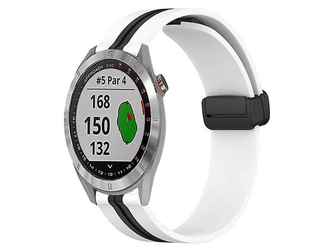 Pulseira De Relógio Silicone Preta E Branca 20 Mm, Compatível Com Garmin Approach S40.