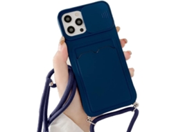Capa Com Colar Compatível Com Iphone 11 Pro Max, Azul Marinho