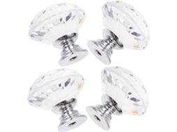 Shineofi Conjunto De 4-puxadores Cristal Para Armários E Gavetas, Puxadores De Vidro Com Furo Único Para Móveis Cozinha