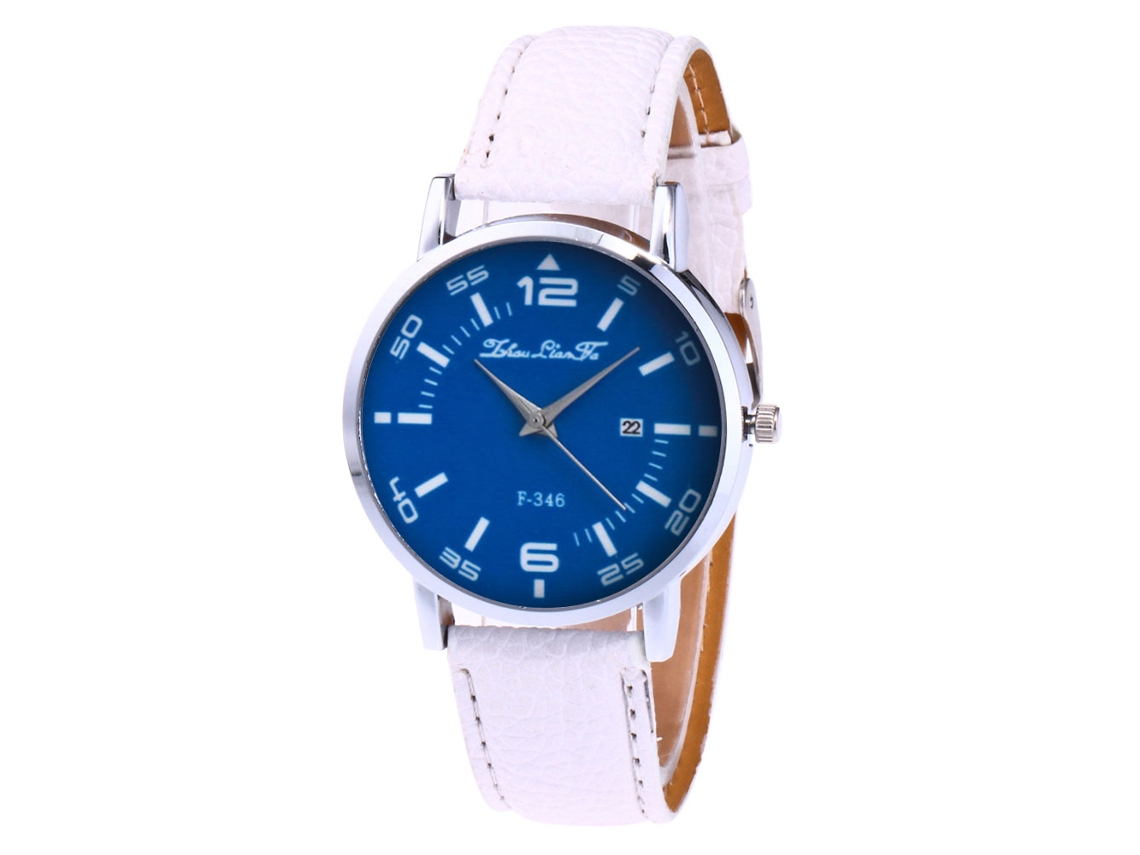 Reloj De Muñeca Analógico De Cuarzo Con Dial Redondo Para Hombre Y Mujer Blanco Zhoulianfa