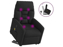 Vidaxl Poltrona De Massagens Reclinável Elevatória Tecido Preto