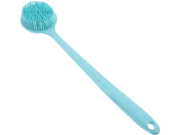 Escova De Silicone Com Cabo Longo Para Banho E Corpo, Azul, Com Gancho Para Facilitar O Armazenamento