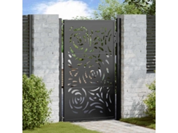 Vidaxl Portão De Jardim Preto 100x150 Cm Aço Design Chama