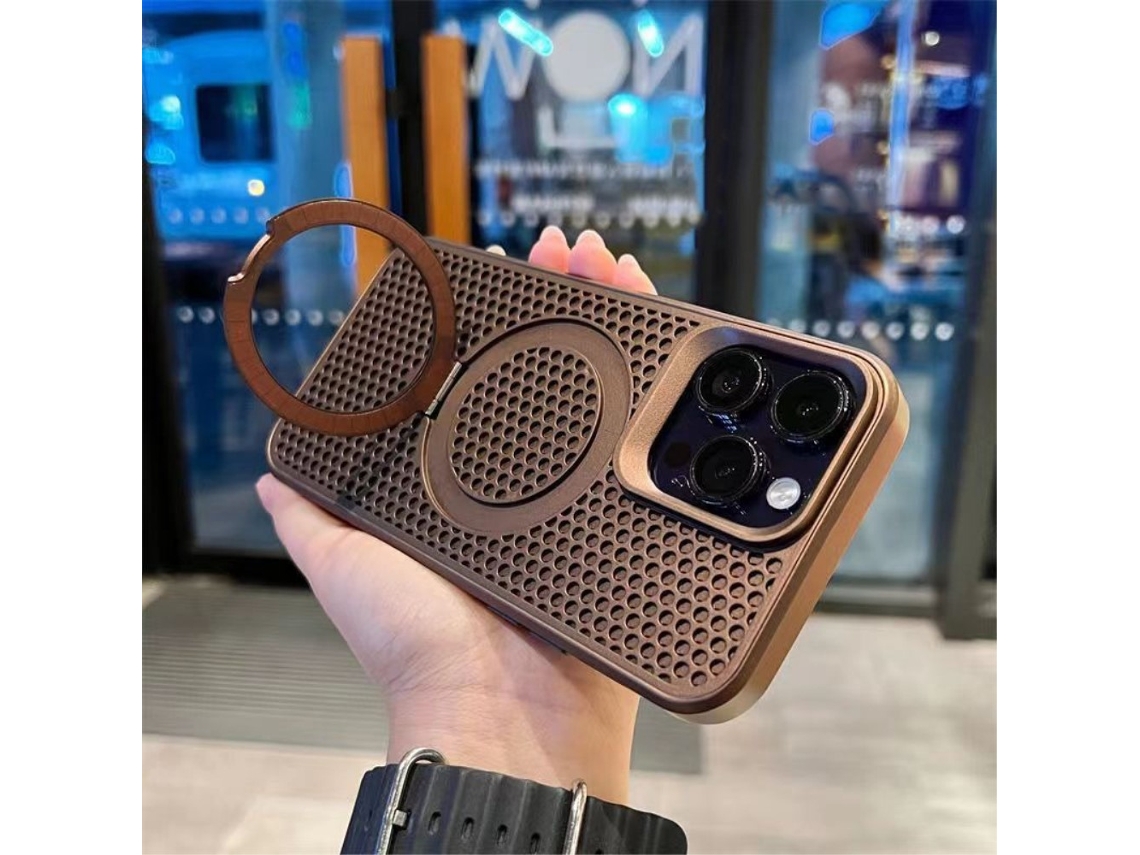 Suporte Casa Magsafe Para Iphone 12 Pro Max Pele Sintética Castanho