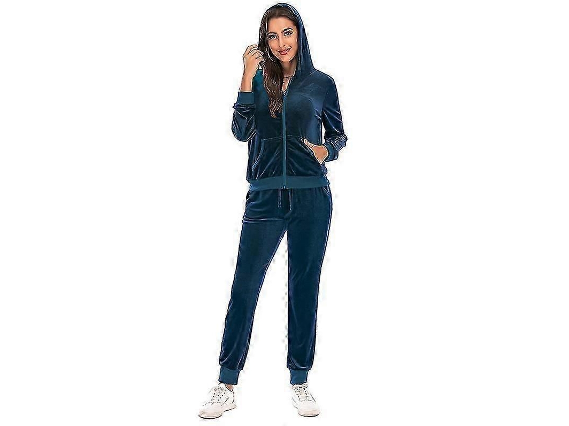 Conjunto De Moletom Feminino Bright Deer: Moletom Com Capuz E Calça De Treino - Lazer, Esportes E Dormir - Inverno, Primavera E Outono Azul