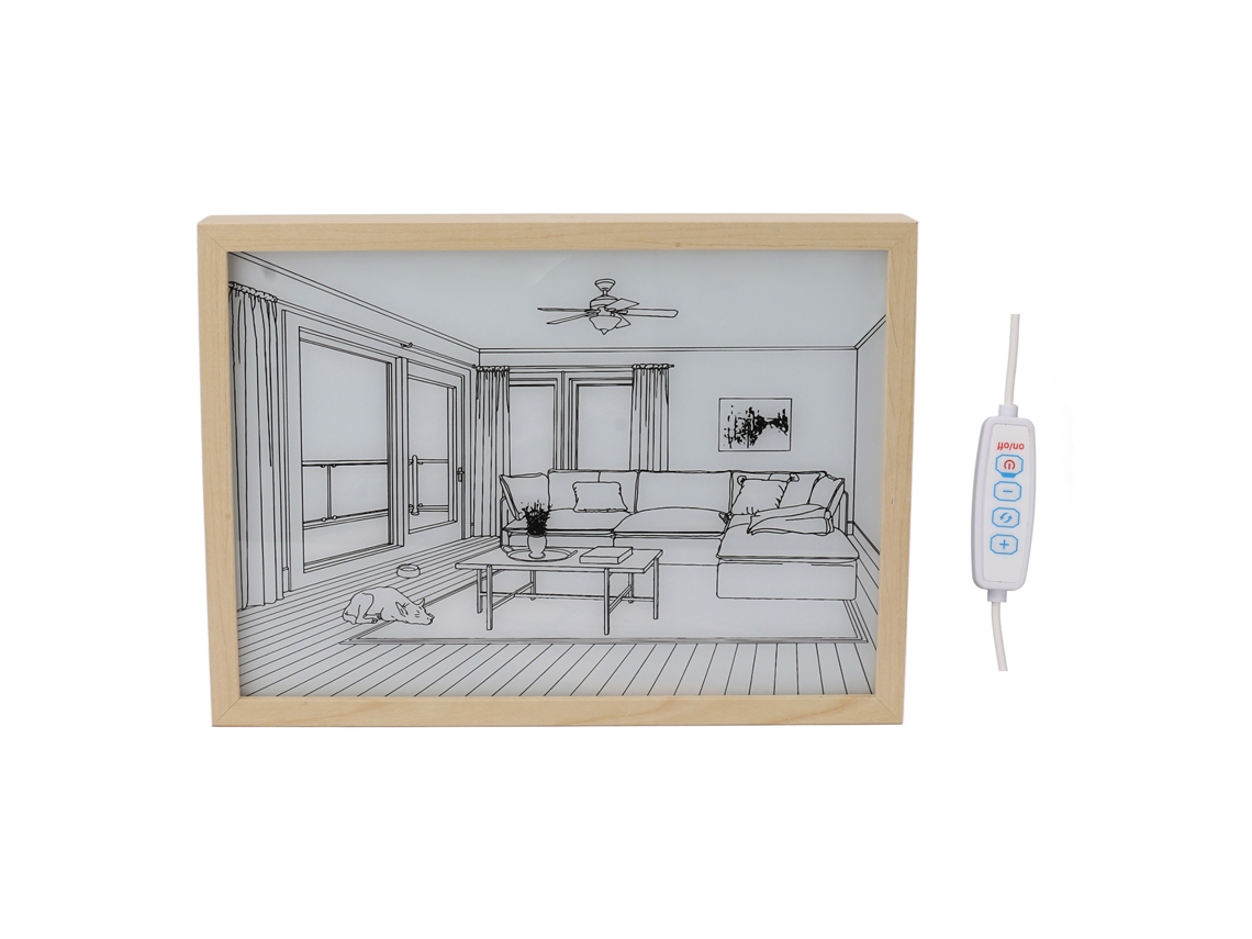 Quadro de parede iluminado com LED Baok-arte, com moldura de luz e sombra, 3 cores, ajustável para quarto e sala de estar, modelo L