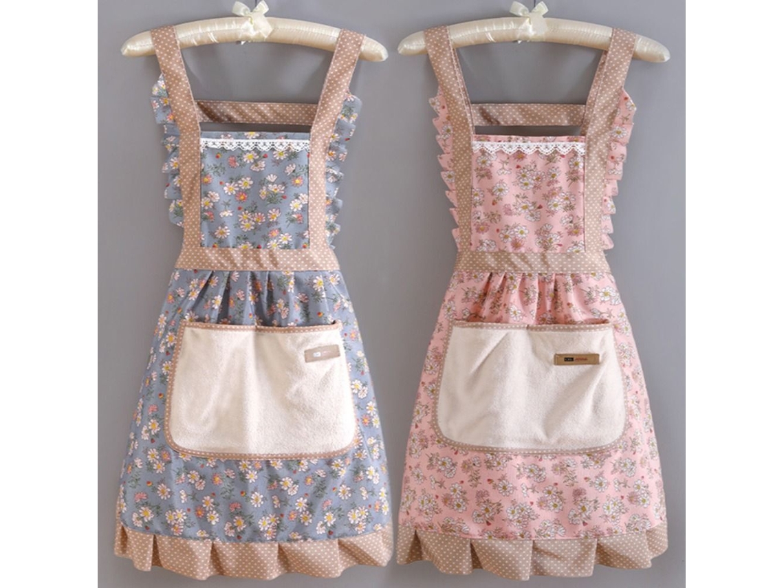 Com Bolsos Avental De Saia Princesa Avental Feminino À Prova De Óleo Avental De Algodão Cozinha-rosa SUNNY SPACES