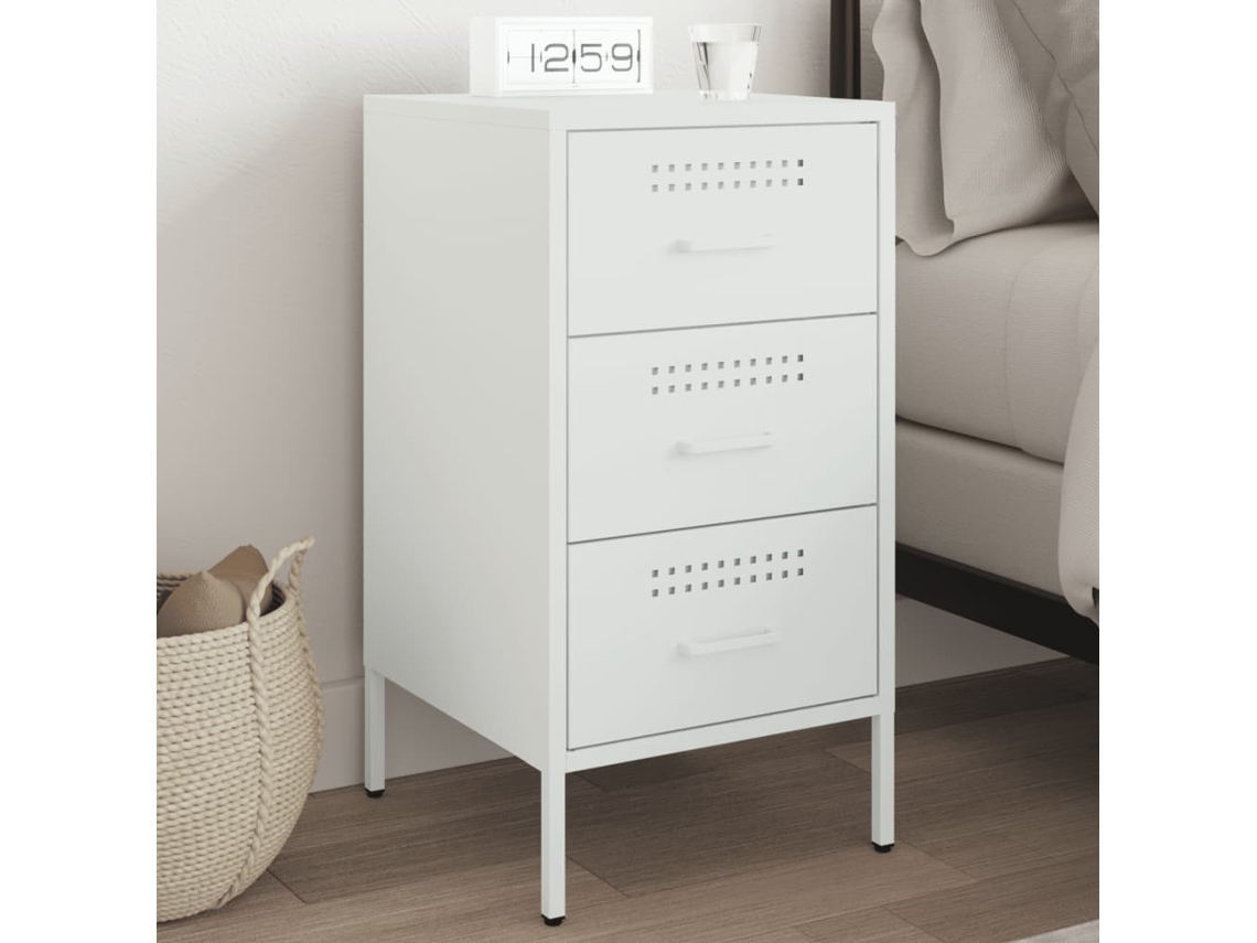 Vidaxl Mesa De Cabeceira 36x39x68 Cm Aço Branco
