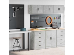 Vidaxl Armários De Garagem 2 Pcs Madeira Processada Cinzento-cimento