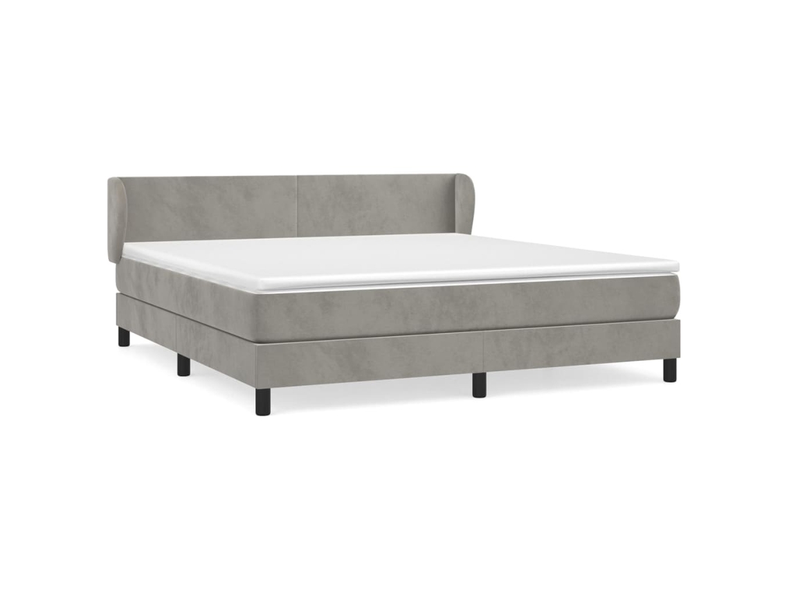 Cama com Molas e Colchão Veludo Cinzento Claro MAISON EXCLUSIVE (160x200 cm)