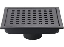 Desagüe de Piso de Ducha Cuadrado 6" Negro Mate, Rejilla Con Tapa Removible, Acero Inoxidable Sus304