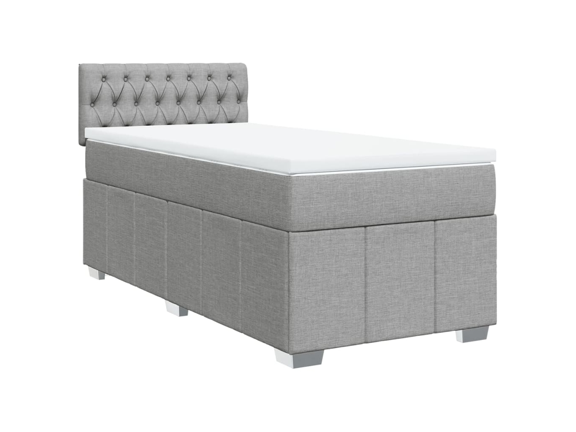 Cama com Molas e Colchão 100x200cm Tecido Cinzento Claro MAISON EXCLUSIVE